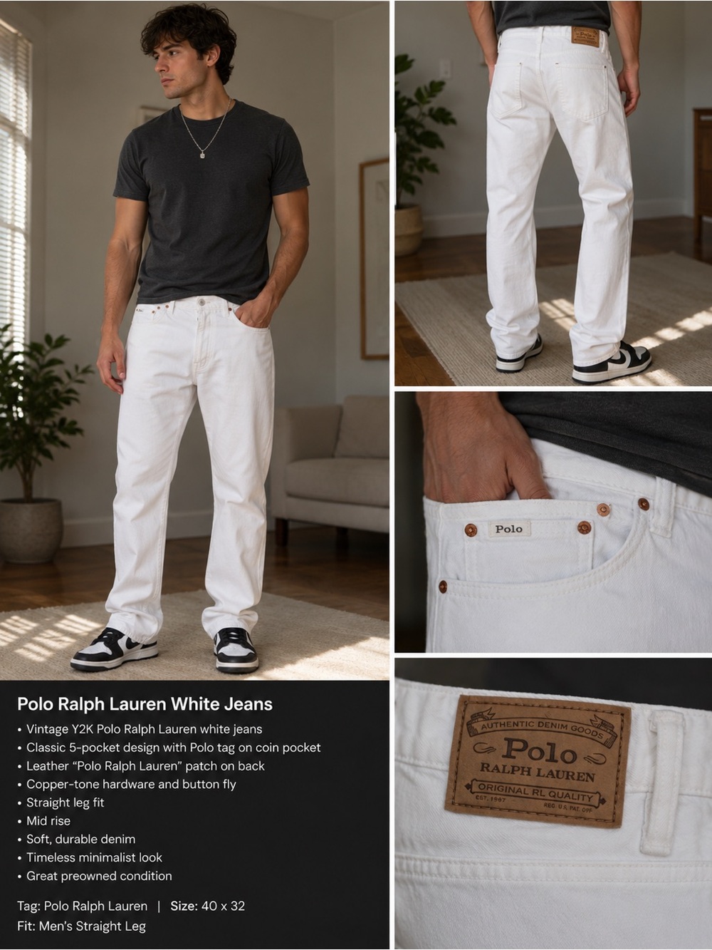 Polo by Ralph Lauren White Slim Straight Jeans